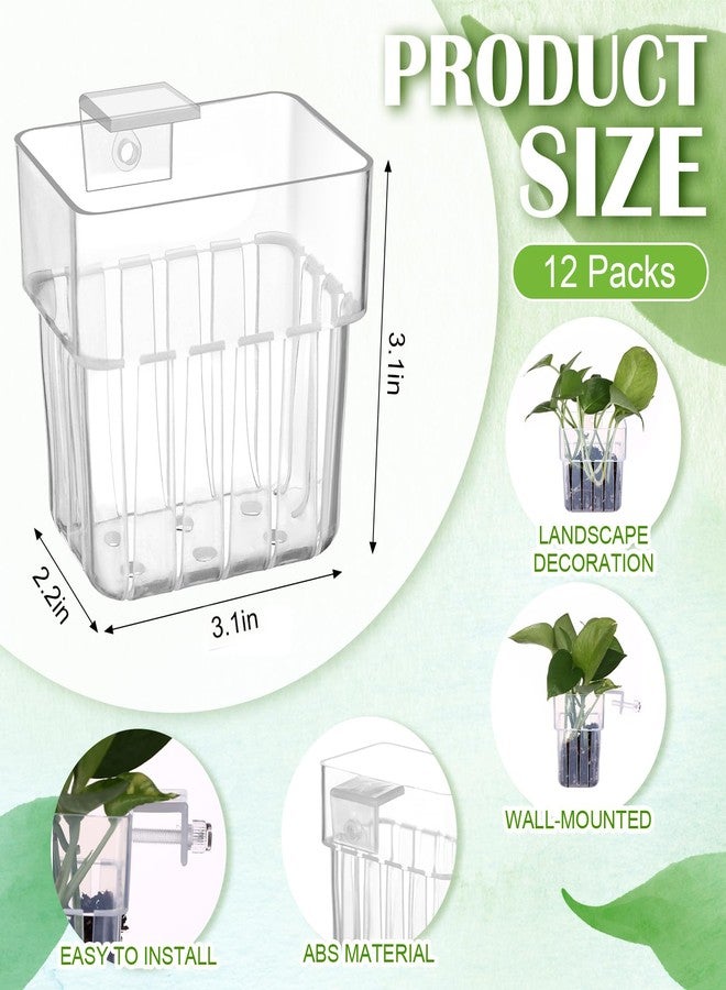 Youdaju 12 Pack Top Hanging Fish Tank Plant Pot Clear Aquarium Plant Holder with Hook Aquatic Plant Cup Holder Aquarium Aquatic P-lant Pot Water Landscape Decoration for P-lant Water Feature Decoration - Image 2